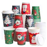 BYSNOW 100 Pack 12 oz Paper Cups with Lids, Disposable Coffee Cups for Christmas, To Go Cups for Hot and Cold Drinks, Beverage