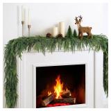 Towponics 12FT(2 x 6FT) Christmas Garlands for Decorating, Real Touch Norfolk Pine Garland, Artificial Greenery Garlands for Mantle, Stairs, Fireplace, Indoor Outdoor Christmas Decorations