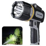 MOONASION Rechargeable Spotlight 1000000 Lumen, Super Bright LED Spotlight Flashlight with COB Light and Foldable Stand, Long Lasting Large Handheld Spot Light for Boating Camping Boat Marine