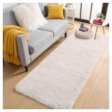OLANLY 2x6 Machine Washable Runner Rugs for Hallway, Soft Fluffy Shaggy Bedside Rugs for Bedroom, Living Room, Indoor Floor Carpet for Kids Girls and Boys, Nursery Rooms, Home Decor Aesthetic, Ivory