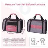 BurgeonNest Cat Carriers for Medium Puppy Under 25 lbs, Pet Carrier for Cats with Unique Side Bag,Top Load Small Pet Bag Soft-Sided Escape Proof with 4 Ventilated Windows