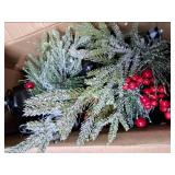 2 Pcs 14 Inch Christmas Lanterns Decorative Outdoor for Porch with LED Candle Pine Cones Holly Berry Metal Hanging Vintage Lantern with Plaid Ribbon Bow for Indoor Home Table Deco(White Plaid)