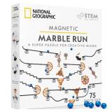 National Geographic Magnetic Marble Run - 75-Piece STEM Building Set for Kids and Adults with Magnetic Track and Trick Pieces and Marbles for Building A Marble Maze, STEM Project