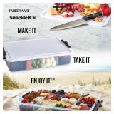 Farberware Large Build-A-Board Snacklebox Serving Tray with Locking Plastic Cutting Board Lid, Portable Storage Container with 11 Compartments for Charcuterie, and More
