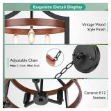 3-Light Farmhouse Chandelier, 14.5 Pendant Hanging Lighting Adjustable Height, Convertible Vintage Semi Flush Mount Ceiling Light Fixture, Rustic Chandeliers for Dining Room Foyer Entryway Kitchen