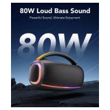 Ajblg Speakers Bluetooth Wireless: 80w Loud Speaker with Bass, 30H Playtime, IPX7 Waterproof, Large Speakers for Work, Outdoor, Workshop, Garage, Portable Speaker with TWS