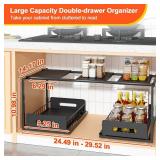 REALINN Extendable Under Sink Organizer, 2 Tier Pull Out Under Cabinet Organizer Shelf, Black Expandable Storage