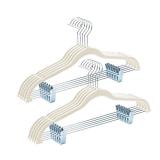 HOUSE DAY Velvet Hangers with Adjustable Clips 10 Pack, Non-Slip Suit Organizer with 360° Hook - Heavy Duty Hanger for Pants, Skirts, Blouses, Dresses - Outfit Hangers All-Season Space Saver (Ivory)