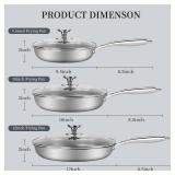 Innerwell 6 Piece Stainless Steel Frying Pan Set with Lids Cookware Set Nonstick Honeycomb Frying Pan Set 3pcs W/Stay Cool Handle Skillet Works Pan for Cooking with Induction Gas Stovetops