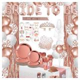 LFSTGN 274 Pcs Rose Gold Bridal Shower Decorations, Bachelorette Party Decorations Favors - \BRIDE TO BE\in Banner, Veil, Balloon, Photo Props, Tableware with Rose Gold for 25 Guestsin