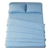 SONORO KATE Bed Sheet Set Super Soft Microfiber 1800 Thread Count Luxury Egyptian Sheets 16-Inch Deep Pocket Wrinkle and Hypoallergenic-4 Piece(Queen Lake Blue)