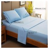 SONORO KATE Bed Sheet Set Super Soft Microfiber 1800 Thread Count Luxury Egyptian Sheets 16-Inch Deep Pocket Wrinkle and Hypoallergenic-4 Piece(Queen Lake Blue)