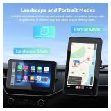 Carplay Screen for Car, 7 Inch Portable Touch Screen Car Stereo with Wireless Carplay and Android Auto, Landscape and Portrait Screen, Live Navigation, Bluetooth, Airplay/Mirror Link, Voice Control, A