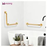 16\ Angled Gold Bathroom Grab Bars for Shower with 20\in Straight Munzong Toilet Handicap Grab Rail,Anti Slip Stainless Steel Knurled Safety Handle Support Elderly Injury Seniorin