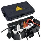 Hrensaw Medium Outdoor Electrical Box(10.6x5.5x4.5inch),Weatherproof Connection Box w/6 Cable Entry,IP54 Waterproof Extension Cord Cover Protect Power Strip,Timer,Plug,Holiday Lights,Black