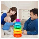 BYFWH Spinning Stacking Toys for Babies 12+ Month Ring Stacker Stacking for Toddlers 1-3 Montessori Toys,Educational Learning Sensory Toy for Kids Easter Christmas Birthday Present for Baby