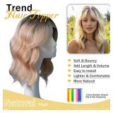 TYQ Hair Toppers for Women with Thinning Hair,14 Inch 360° 3D Synthetic Curly Wavy Side Part Clip in Bangs(Ombre Dark Root to Blonde)