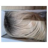 TYQ Hair Toppers for Women with Thinning Hair,14 Inch 360° 3D Synthetic Curly Wavy Side Part Clip in Bangs(Ombre Dark Root to Blonde)