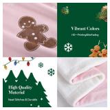 TRUEDAYS Pink Throw Blanket - Christmas Fluffy Blanket with Gingerbread and Snowflake Pattern - Reversible Sherpa Fleece Soft Blanket - Cozy Lightweight Throw Blanket for Couch Bed Sofa, 50x60 Inches