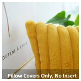 JOJUSIS Pack of 2 Faux Fur Plush Decorative Throw Pillow Covers Couch Cushion Case Soft Pillowcases (Mustard Yellow, 20 x 20-Inch)