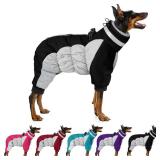 MIGOHI Full Body Dog Coat - Warm Reflective Large Dog Winter Coat with Harness,Turtleneck Fleece Jacket for Dogs,Four-Leg Windproof Puffer Jackets Snowsuit with Zipper for Small Medium Large Dogs,3XL