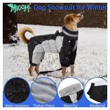 MIGOHI Full Body Dog Coat - Warm Reflective Large Dog Winter Coat with Harness,Turtleneck Fleece Jacket for Dogs,Four-Leg Windproof Puffer Jackets Snowsuit with Zipper for Small Medium Large Dogs,3XL
