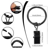 Openable Curtain Rings with Clips,1inch inner diameter,Heavy Duty Rustproof Metal Decorative Vintage Drapery Rings Curtain Clips Rod Hangers Door Curtain and Shower Curtain Rings Black Zocang