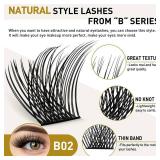 Lash Clusters B02 D Curl 16mm DIY Eyelash Extensions 72 Clusters Lashes BandQaugen Mega Volume Individual Lashes Eyelash Clusters Extensions Wispy Individual Lashes Cluster DIY at Home (NM-D-16mm)