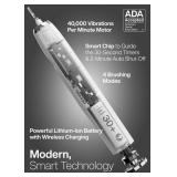 Aquasonic Vibe Series Ultra-Whitening Toothbrush  ADA Accepted Electric Toothbrush - 8 Brush Heads and Travel Case  40,000 VPM Motor and Wireless Charging - 4 Modes w Smart Timer  Optic White