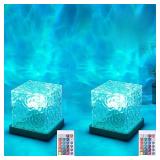 Growalleter Ocean Wave Projection Lamp, 16 Color RGB Mood Light with Remote, 3D Water Ripple Night Light for Kids Room, Meditation, Yoga, Home Decor(2 Pcs)
