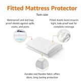 Amazon Basics Waterproof Mattress Protector, Twin, White