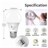 evelor 6-Pack A19 LED Light Bulbs,60 Watt Equivalent Daylight 5000K with E26 Base,Efficient 9W,800 Lumens Non-Dimmable LED Bulbs,15000 Hours, Ideal for Bedroom Living Room