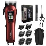 TCMKY Hair Clippers for Men Professional Clippers for Men CordlessandCorded Barber Clippers for Hair Cutting and Grooming. Rechargeable Hair Trimmer Kit for Household (Red)
