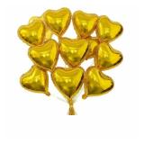 Geettcaifu 12 Pcs 18 Inch Gold Heart Foil Balloons, Mylar Love Heart Helium Balloons for Wedding, Birthday Party,Valentines Day, Engagement Anniversary Party, Baby Shower Decorations