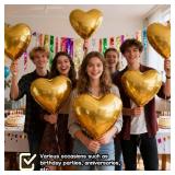 Geettcaifu 12 Pcs 18 Inch Gold Heart Foil Balloons, Mylar Love Heart Helium Balloons for Wedding, Birthday Party,Valentines Day, Engagement Anniversary Party, Baby Shower Decorations