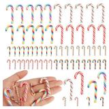 FOIMAS 60pcs Mini Candy Cane for Crafts Christmas Plastic Fake Candy Cane Decor Ornaments for Christmas Craft Tree Hanging Decoration Supply