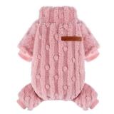 Kosiyi Dog Sweaters for Small Dogs Girl Boy Dog Clothes, Puppy Sweater Fall Winter Turtleneck Pullover Chihuahua Thick Warm Doggie Pajamas, Cold Weather Fleece Outfit, Puppy Pjs, Onesies, Pink, M