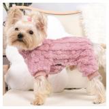 Kosiyi Dog Sweaters for Small Dogs Girl Boy Dog Clothes, Puppy Sweater Fall Winter Turtleneck Pullover Chihuahua Thick Warm Doggie Pajamas, Cold Weather Fleece Outfit, Puppy Pjs, Onesies, Pink, M