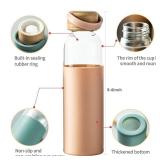 wangsdjy 21oz Borosilicate Glass Water Bottles with Silicone Non-Slip Sleeve and Leak-Proof Lid-Reusable Drink Bottle for Office,Travel,Gym,Hiking-BPA Free,Ideal Gift for Home,Car andFitness (Pink)