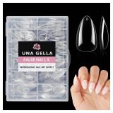 UNA GELLA Short Almond Gel Nail Tips, 504pcs Pre-shape Short Almond Nail Tips 12 Sizes Press on Nails Soft Gel Acrylic Clear Fake Full Cover for Nails Extension Home DIY Salon