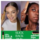 GranNaturals Boar Bristle Slick Back Hair Brush - Soft/Medium Smoothing Hairbrush to Style, Polish, and Lay Hair Down Flat to Create a Sleek Frizz Free Hairstyle for Women and Men - Wooden Handle