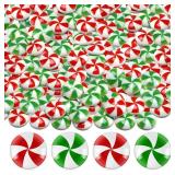 Giegxin 60 Pcs Christmas Candy Cane for Crafts Plastic Fake Candy Decor Rainbow Mini Peppermint Ornaments Christmas Figurines for Tree Hanging DIY Xmas Party Decoration(Small,Red Green Windmill)