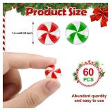 Giegxin 60 Pcs Christmas Candy Cane for Crafts Plastic Fake Candy Decor Rainbow Mini Peppermint Ornaments Christmas Figurines for Tree Hanging DIY Xmas Party Decoration(Small,Red Green Windmill)