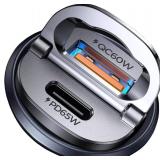 Upgraded 125W Car Charger USB C Super Fast Charging, [PD65W and QC60W][All Metal] MRGLAS Cigarette Lighter Car Charger Socket, Car Electrical Accessories for iPhone 17 Pro Max iPad Samsung S25 Pixel 1