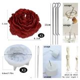 9PCS Large Peony Mold 3.5inch(3 Pack) Flower Mold with Large-Eye Wicking Needle,Candle Wick Holders Resin Making Silicone Molds for Craft Cake Chocolate Making Home Decorate