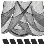 Legigo 6 Pack Balck Halloween Creepy Cloths Cheesecloths, Spooky Black Mesh Fabric Cheese Cloths for Crafts, Scary Gauze Fabric for Party Supplies Home Wall Doorway Outdoor Yard Decor