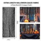 Legigo 6 Pack Balck Halloween Creepy Cloths Cheesecloths, Spooky Black Mesh Fabric Cheese Cloths for Crafts, Scary Gauze Fabric for Party Supplies Home Wall Doorway Outdoor Yard Decor