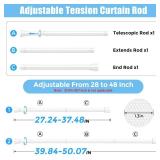 AIZESI Tension Curtain Rod Adjustable Spring Tension Rods for Windows 28 to 48 Inch, No Drilling, 7/8\ Diameter, White Curtain Rod, Small Shower Curtain Rod for Bathroom, Doorway, Closet, Kitchenin