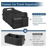 Femuar Car Trunk Organizer with Large Capacity Waterproof Car Accessories for Women and Men, Collapsible Trunk Organizer for Suv/Jeep/Sedan (Black, Standard)