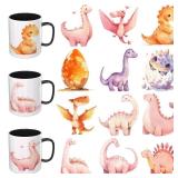 Elewins Cute Animals UV DTF Stickers - 12 Sheets Cute Dinosaurs UV DTF Cup Wrap for Mugs Glass Coffee, DIY Decals for Tumblers, Waterproof Rub on Transfers for Crafts